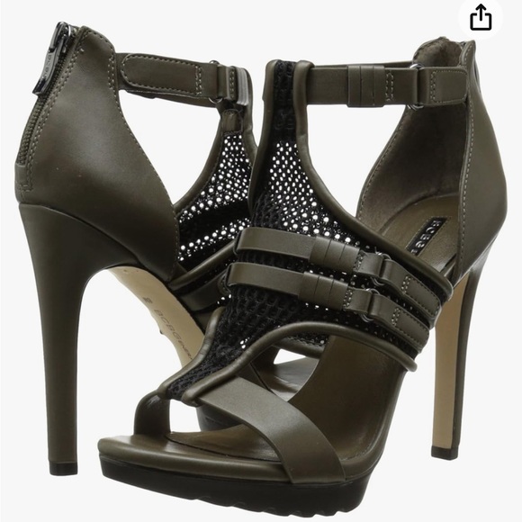 BCBG Generations Size 9 Army Green & Mesh High Heels - Picture 9 of 9